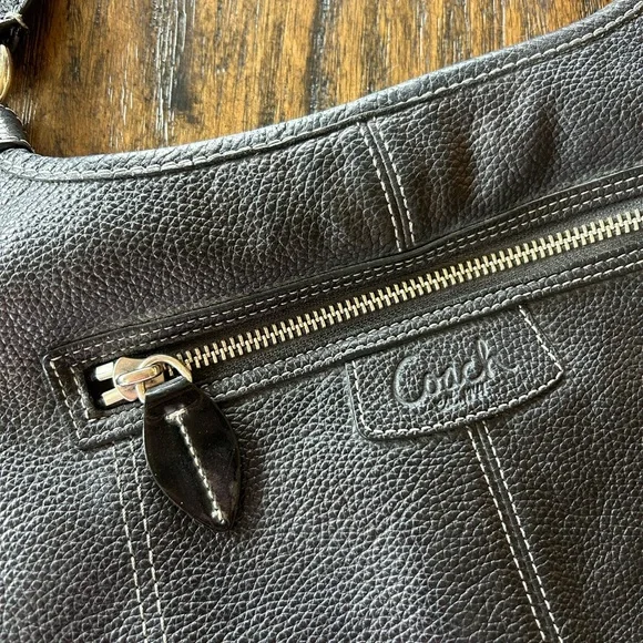 Coach Penelope Black Pebbled Leather Zipper Pockets Crossbody Bag - Picture 3 of 10